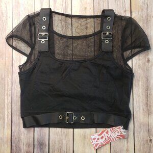 Romwe black punk crop top size S
